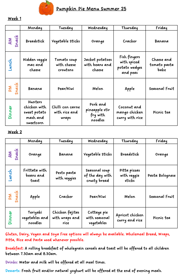 Menu Summer 25