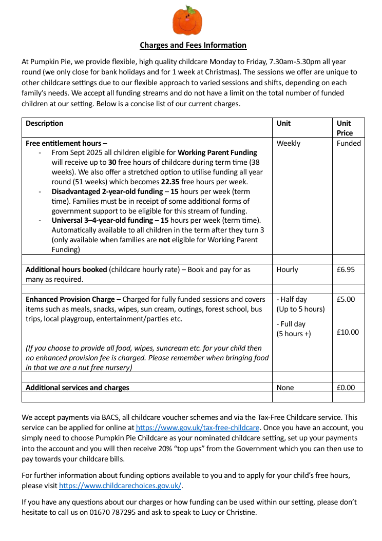 Charges and Fees Information Jan 2026